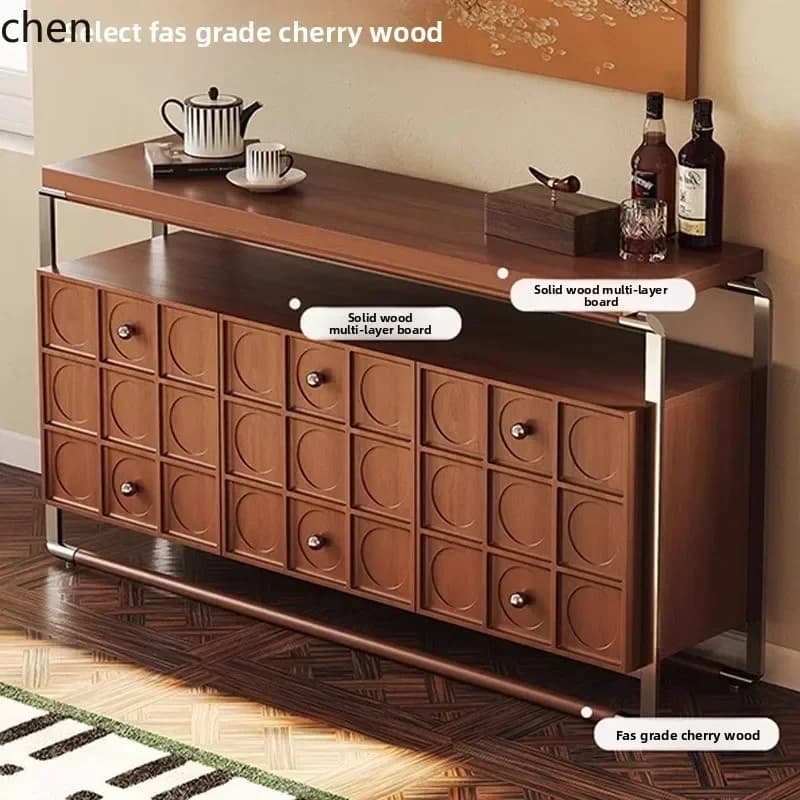 DSA  Vintage Style Sideboard Retro Year-Round Wall-Mounted Integrated High-End Solid Wood Storage Side