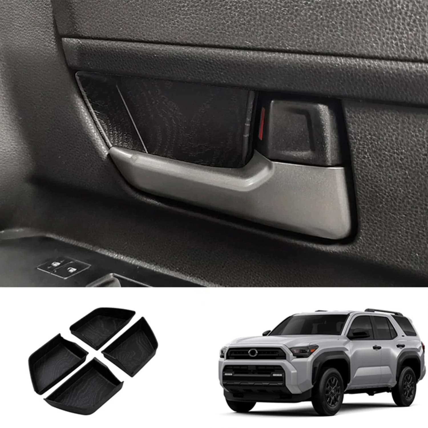 for Toyota 4Runner 6th Gen 2025-2026 Accessories Inner Door Handle Bowl & Door Panel Decorative Cover Trim Stickers