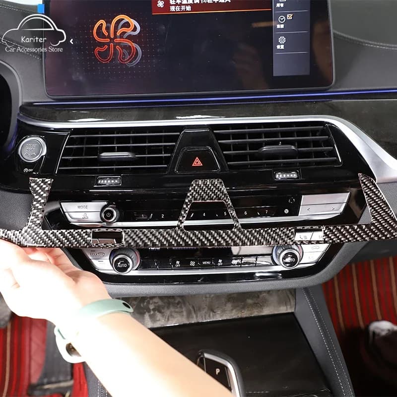 For BMW 5 Series G30 G38 2018-2022 Soft Carbon Fiber Center Control Warning Light Switch Frame Decorative Sticker Accessories