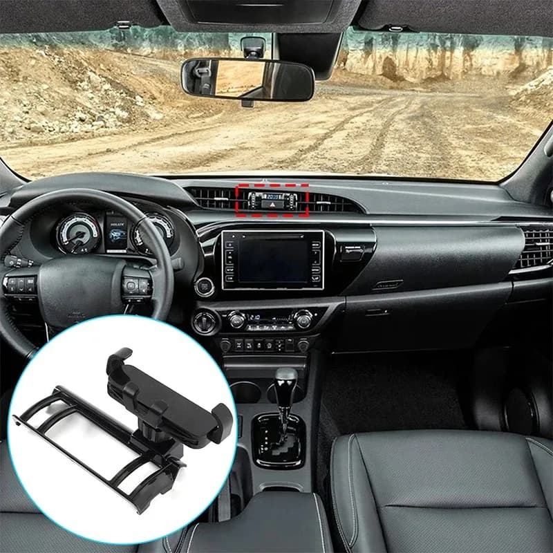 For Toyota Hilux 17-23 ABS Black Car Car Phone Mount Holder Mobile Navigation Bracket Decoration Interior Car Accessories