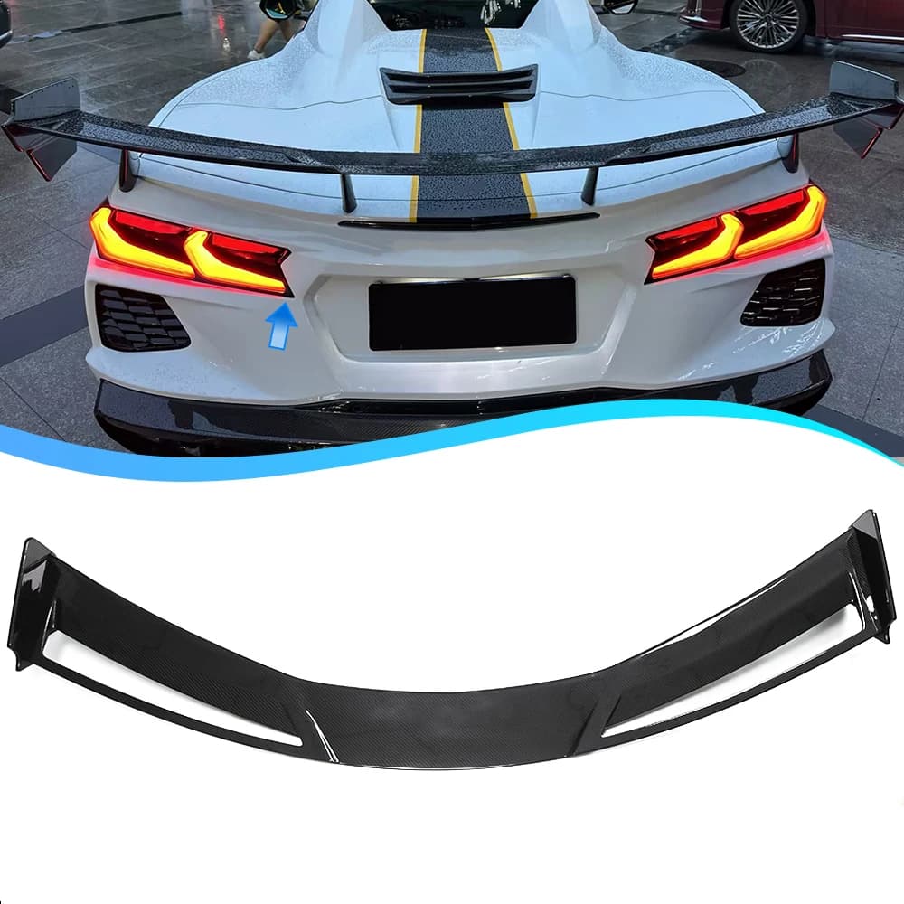for Corvette C8 2020+ High Wing Spoiler Big Rear Spoiler Lid Dry Carbon Fiber Spoiler Car Exterior Accessories