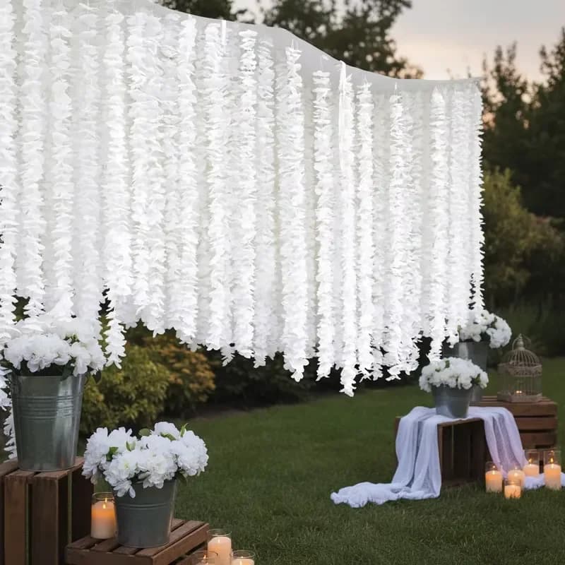 White Artificial Silk Flower Wall Panel for Wedding Background Decoration Beautiful Plant Board Event Party Decor Hot Selling
