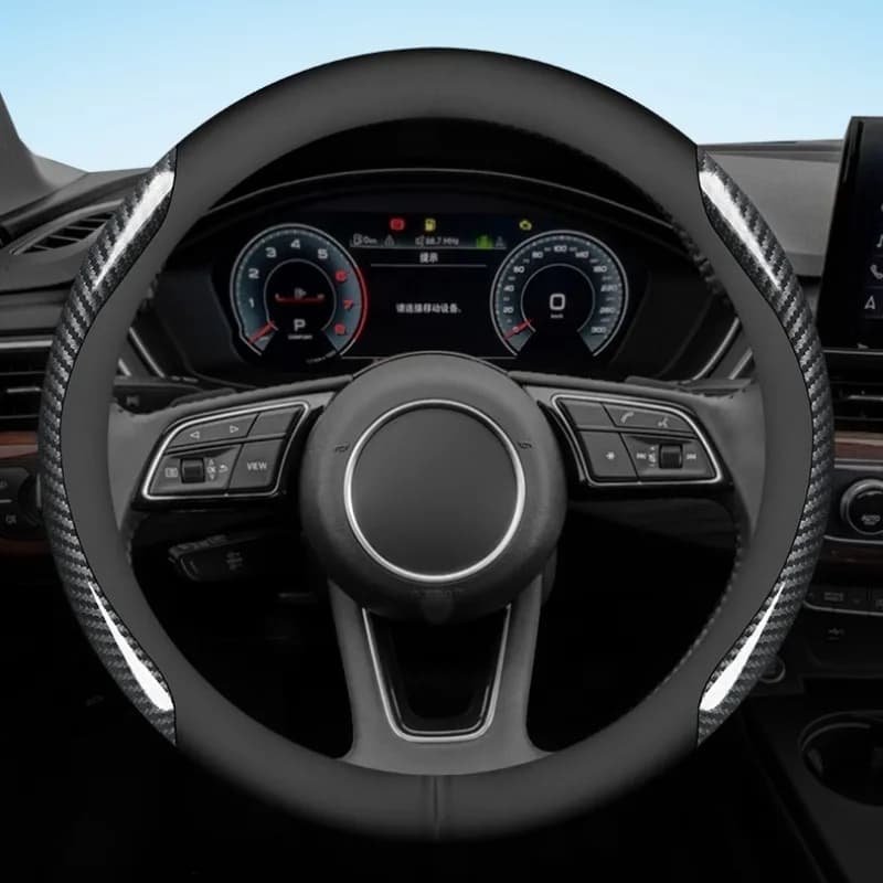 Carbon Fiber Leather Car Steering Wheel Cover Universal 38cm Steering Wheel Covers Car Accessories Anti Slip Steering Wheel Grip