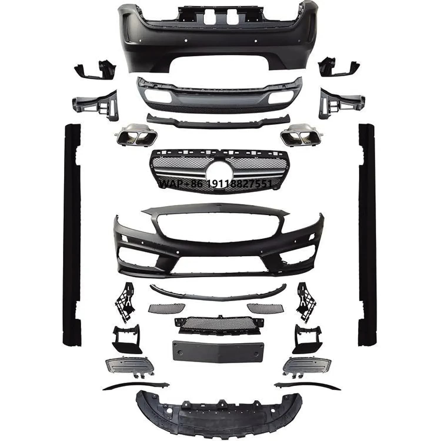 High Quality PP car bumpers For Mz W176 2013 2014 2015 Upgrade To A45 Body Kit
