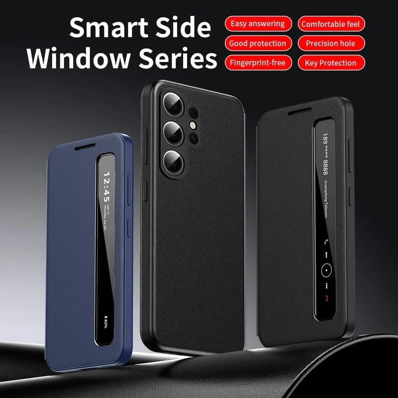 Luxury Business Smart Flip App Smart Window Protection Cover, Suitable for Samsung Galaxy S26 S25 S23 S24 Ultra A56 Phone Cases