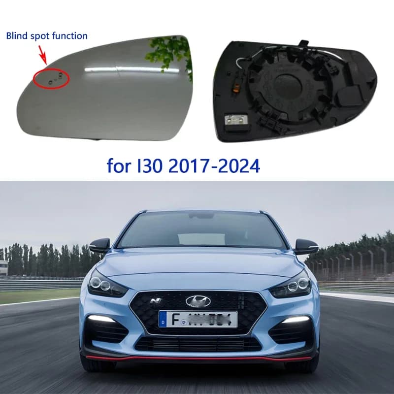 Car Blind Spot Heated Mirror Glass Suitable for Hyundai I30 2017-2024 Rearview Mirror Blind Spot Auxiliary Lens