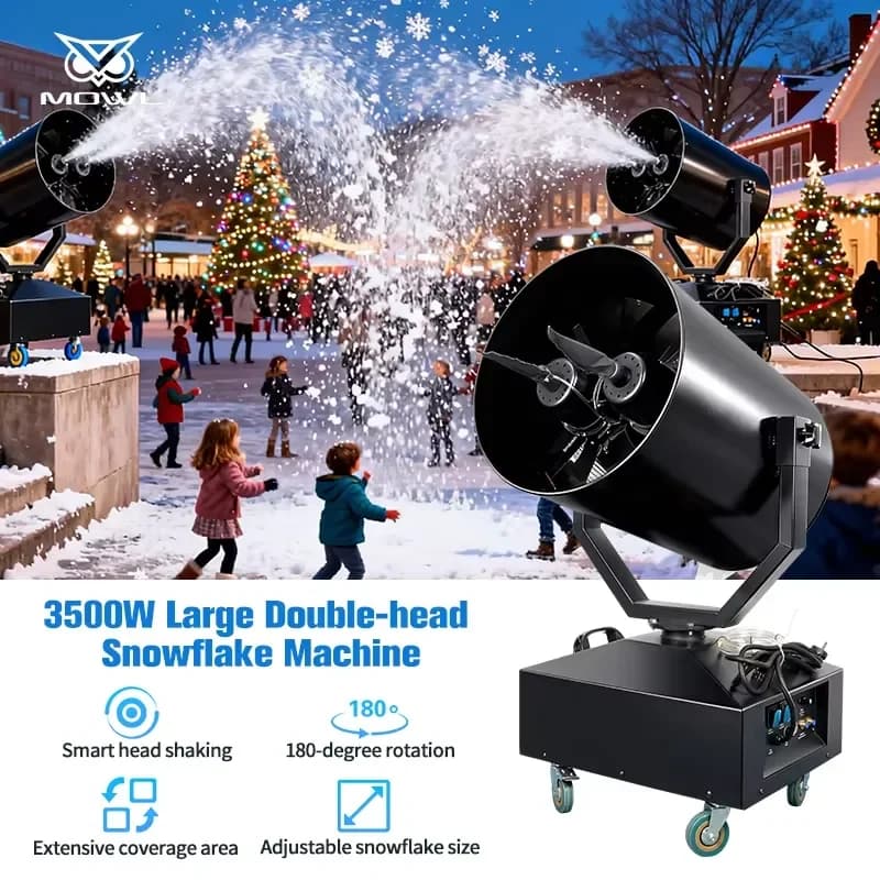 High Power Double Head 3000W DMX Moving Head Artificial Snow Making Machine for Indoor Outdoor Christmas Festival Events