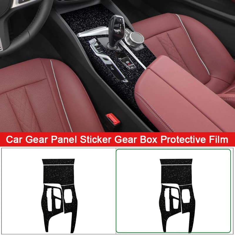 Car Interior Sticker For BMW 6 Series GT 2017-2024 2025 Car Gear Panel Sticker Gear Box Protective Film Carbon Black Accessories