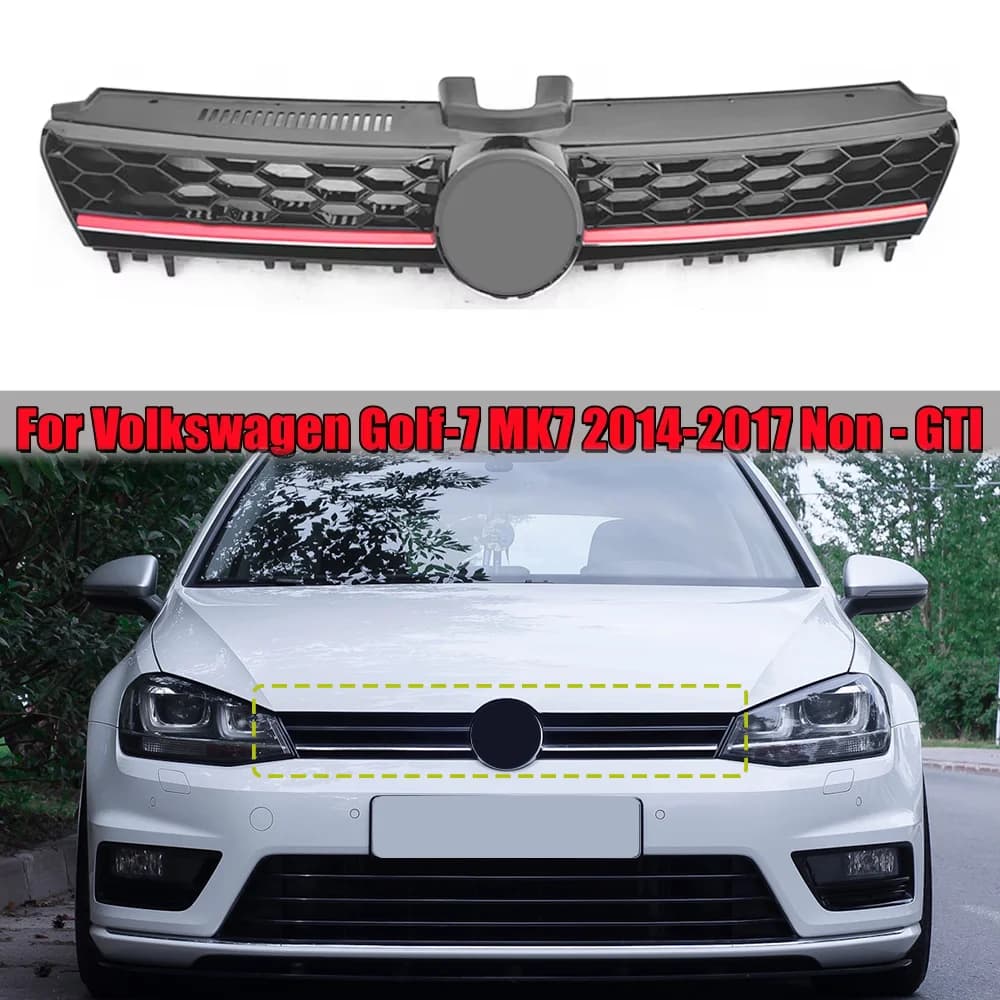 For Volkswagen Golf 7 MK7 Non-GTI 2014-2017 Car Front Bumper Grille Honeycomb Grilles GTI Style Racing Grill Body Kit