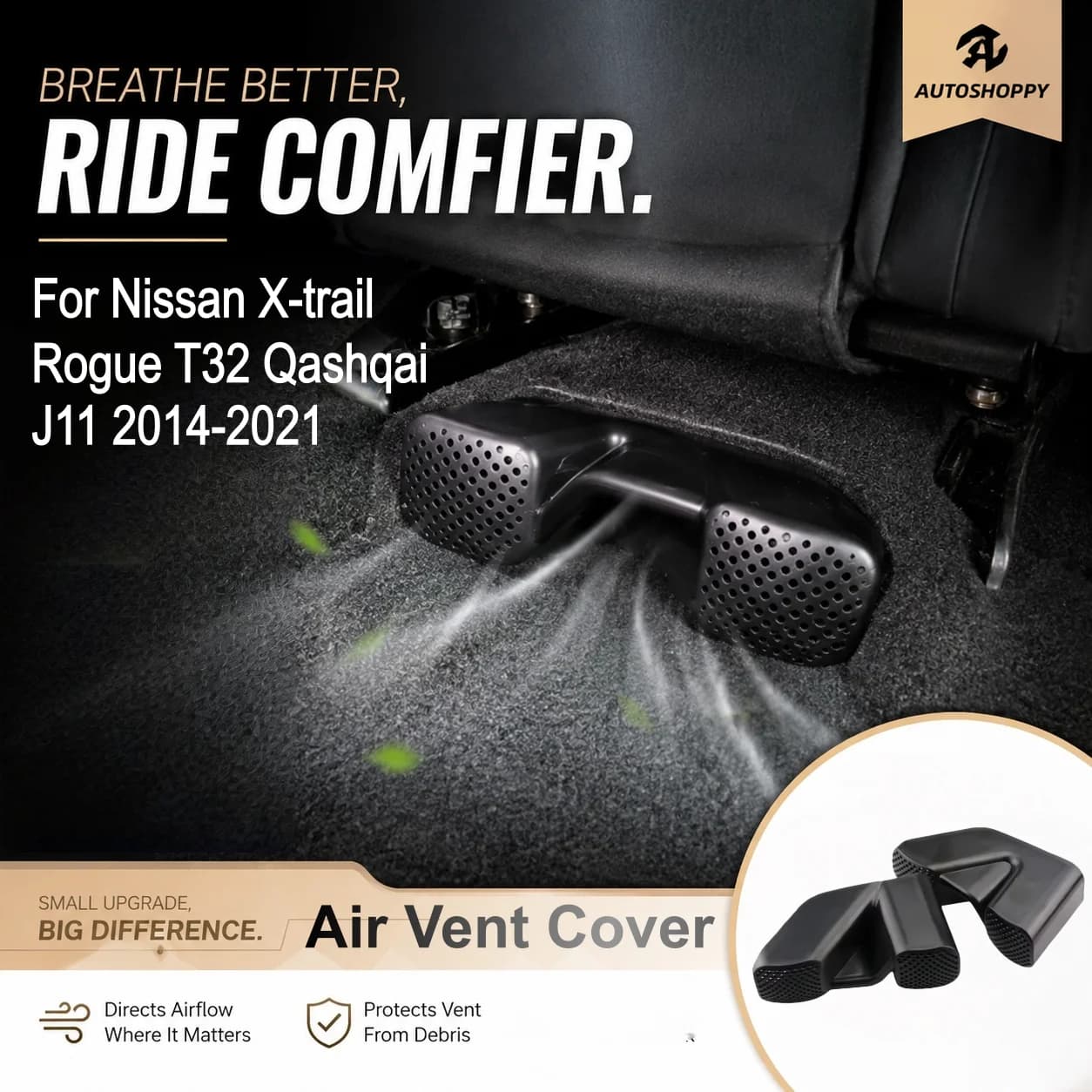For Nissan X-trail Rogue T32 Qashqai J11 2014-2021 Car ABS Air Vent Cover Under Seat Car Air Conditioner Outlet Covers