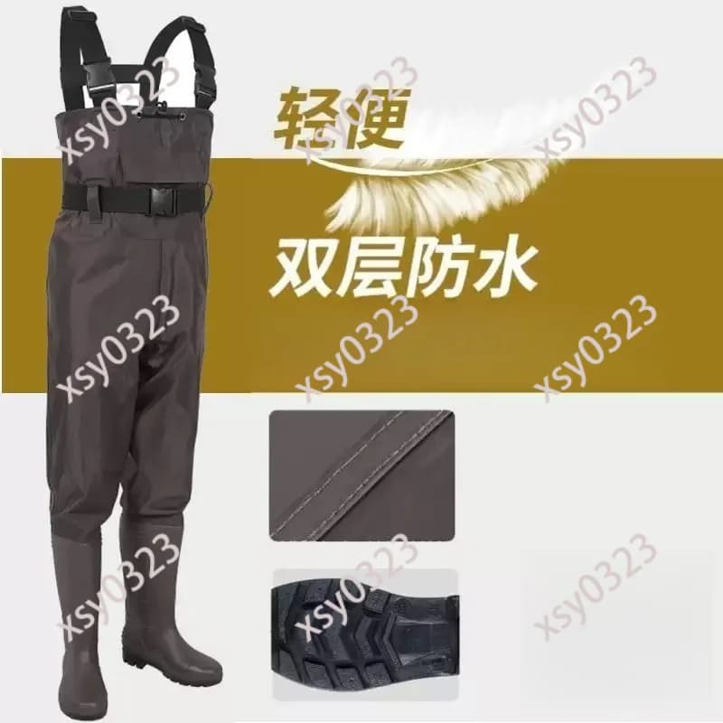 Nylon Half Body Waders Waterproof Overalls with Boots Thickened Fishing Waders
