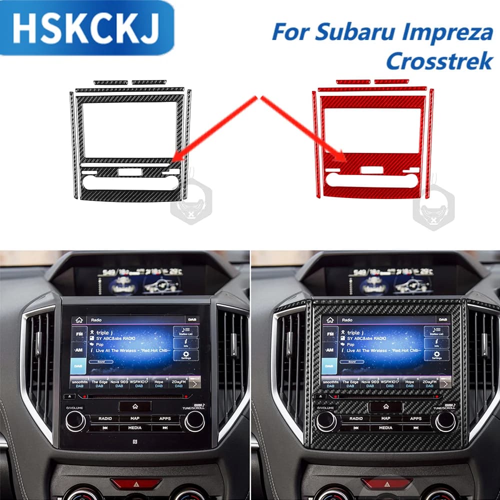 Carbon Fiber Car Accessories Suitable For Subaru Impreza 17—22 Crosstrek 18—22Multimedia Frame Panel Interior Cover Trim Sticker