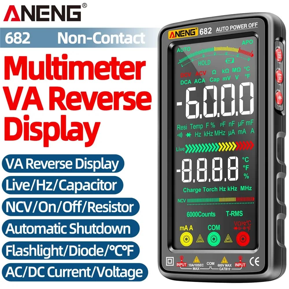 Smart Digital Multimeter Tester ANENG 682 Rechargeable 6000 Counts AC/DC Voltage Current Temperature Electrician Repair Tools