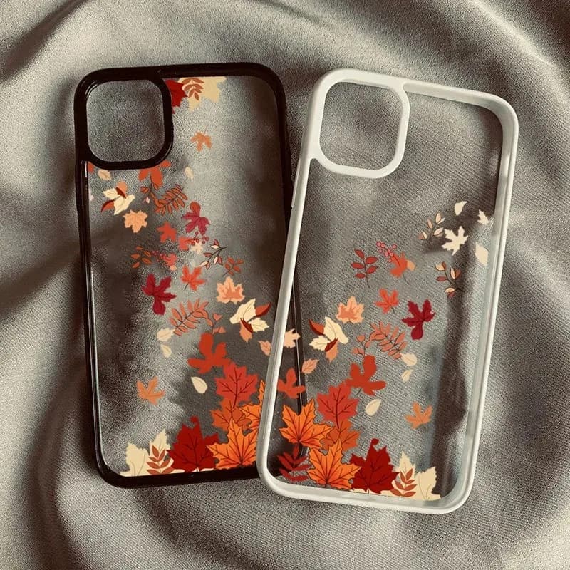 Fashion Yellow Maple Leaf Phone Case for iPhone 17 16 15 14 Plus 13 12 11 Pro Max 17 Air Anti-Fall Clear Phone Cover