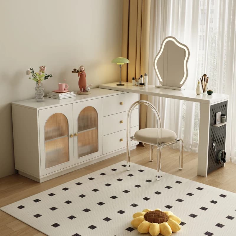 Stool White Folding Dresser Recamera Nordic Rotating Smart Cloakroom Design Vanity Unique Mirrors Penteadeira Modern Furniture