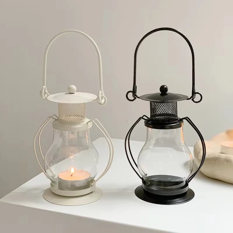 Cutelife White Lamp Glass Table Candle Holders Iron Home Decoration Vintage Candlestick Nordic Dining Wedding Candle Holders