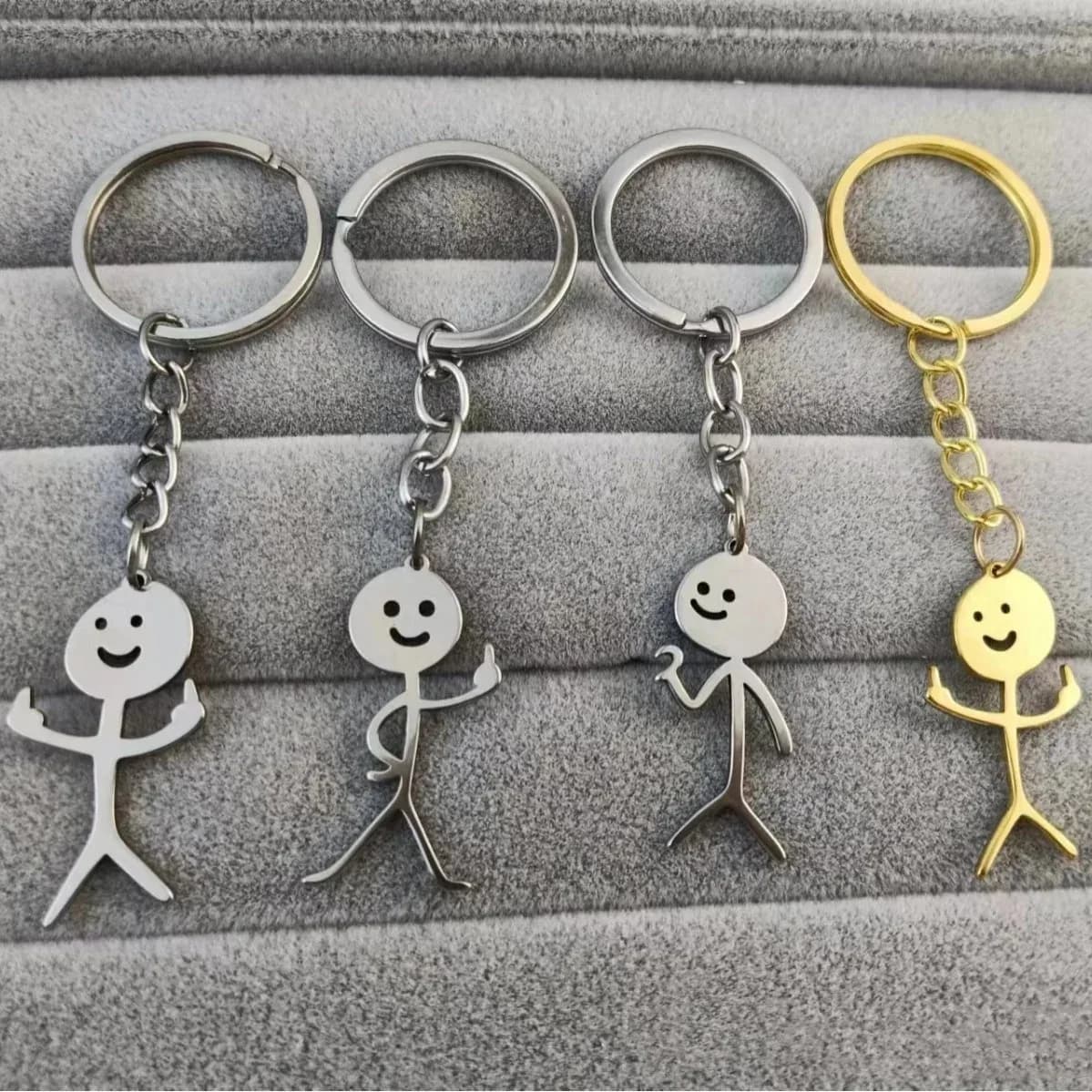 Stainless Steel Hip Hop Funny Doodle Pendant Keychain for Girls Car Key Chains Phone Chain Buckle Jewelry Accessories Gift