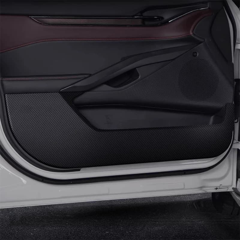 For Ford Taurus Mondeo 2022-2025 Car Door Anti Kick Pad Carbon Fiber Leather Texture Anti Dirt Protective Sticker Auto Accessory