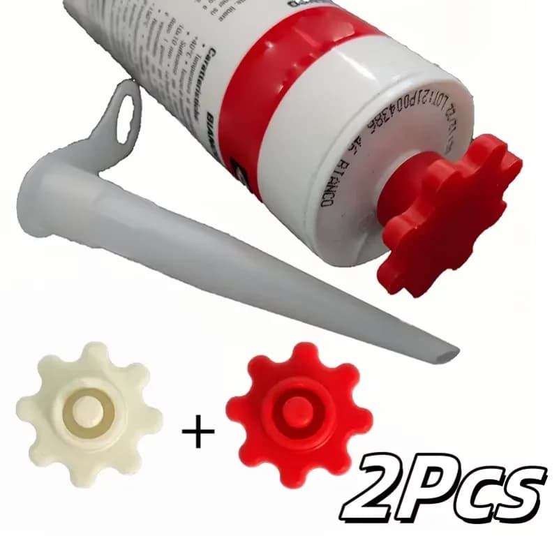 2pcs Flexible Gear-Style Tube Caps, Durable Plastic, Prevents Glue Hardening, for Silicone Repair, Outdoor Use, Gift