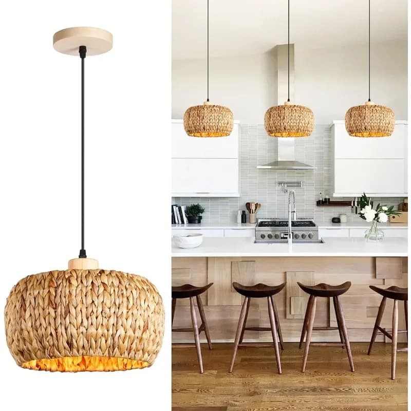 Modern crafts rattan chandelier chandelier handmade wicker bamboo lampshade classic Chinese home decoration