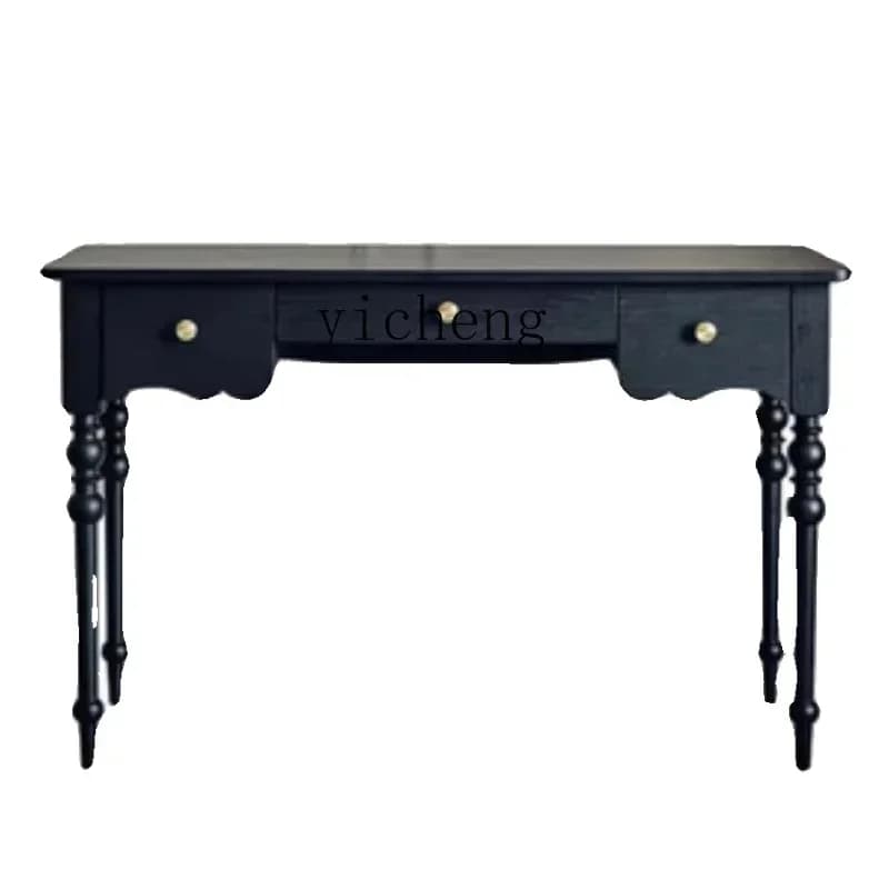 b11-TQH Retro Solid Wood Desk Small Apartment Living Room Antique Writing Desk Neoclassical Desk