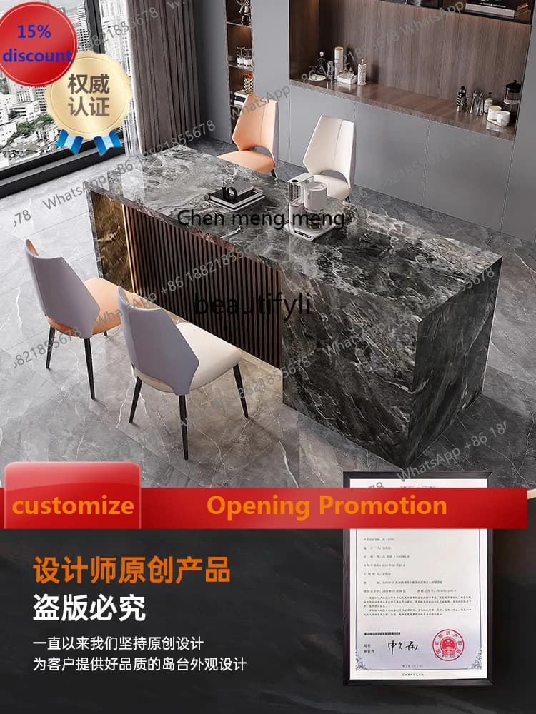 S7486 ss Zhongdao Table Italian-Style Flush Dining Table Integrated High-End Stone Plate Dining Table