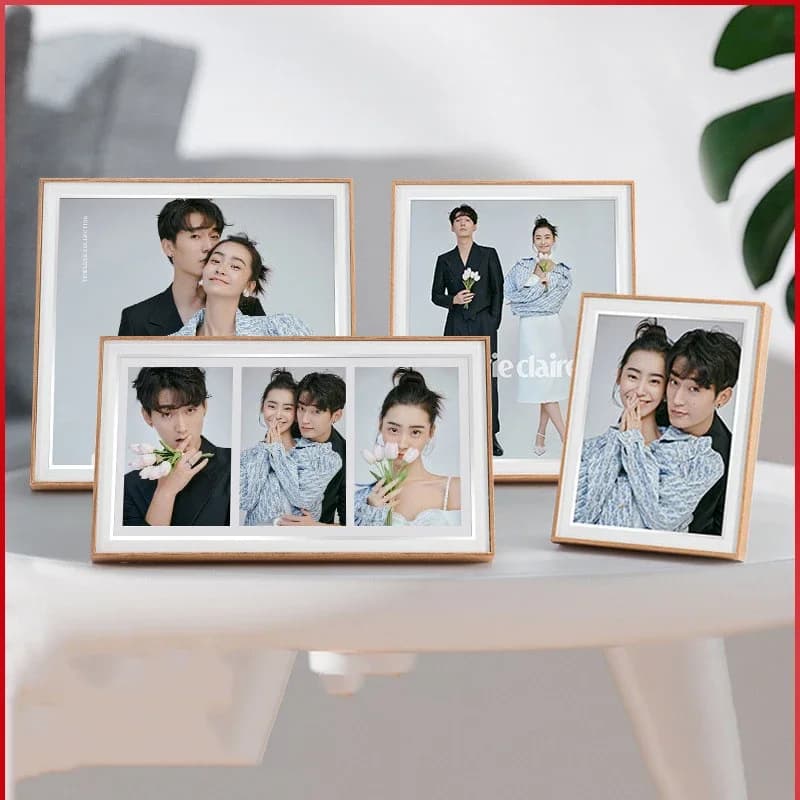 Creative Wooden Photo Frame Minimalist Picture Frame Glass Tabletop DisplayStylish Photo Frame for Home Decor