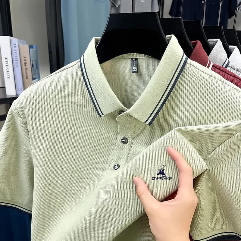 100% Cotton Summer Exquisite Embroidery Hot-Selling Men's High-End Fashion Comfortable Business Casual Short Sleeve Polo Shirt