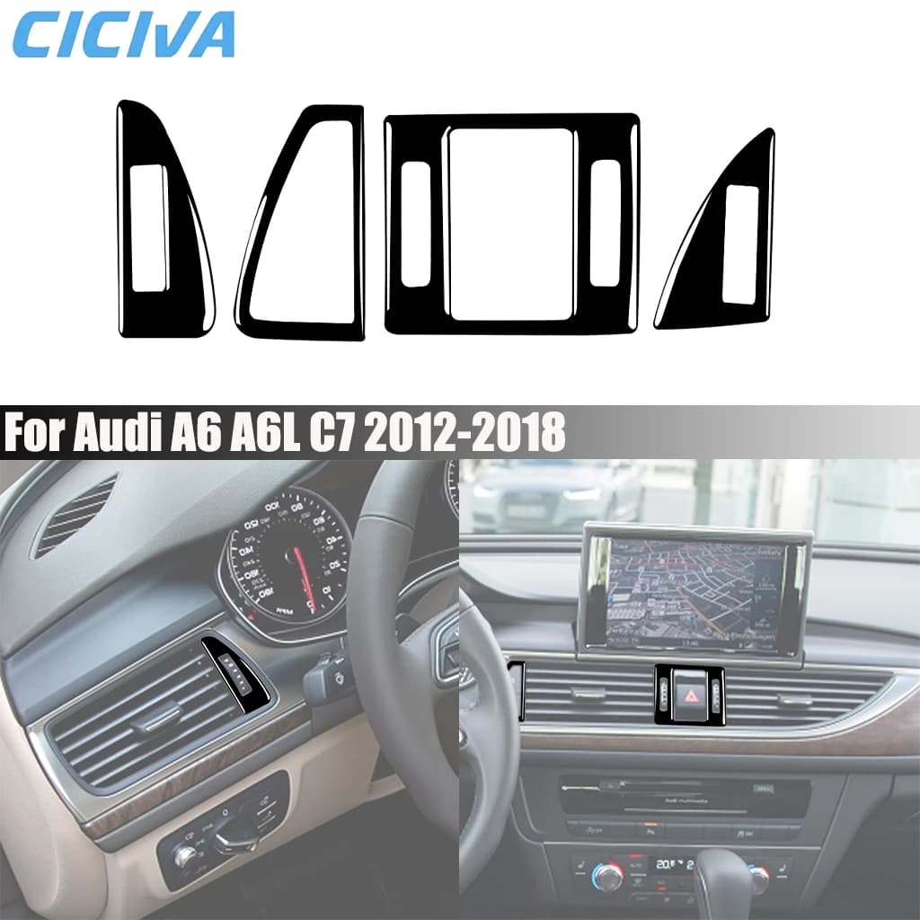 Piano Black Car Accessories Air Vent Panel Decorative Interior Cover Modified Trim Sticker For Audi A6 A6L S6 C7 2012-2018