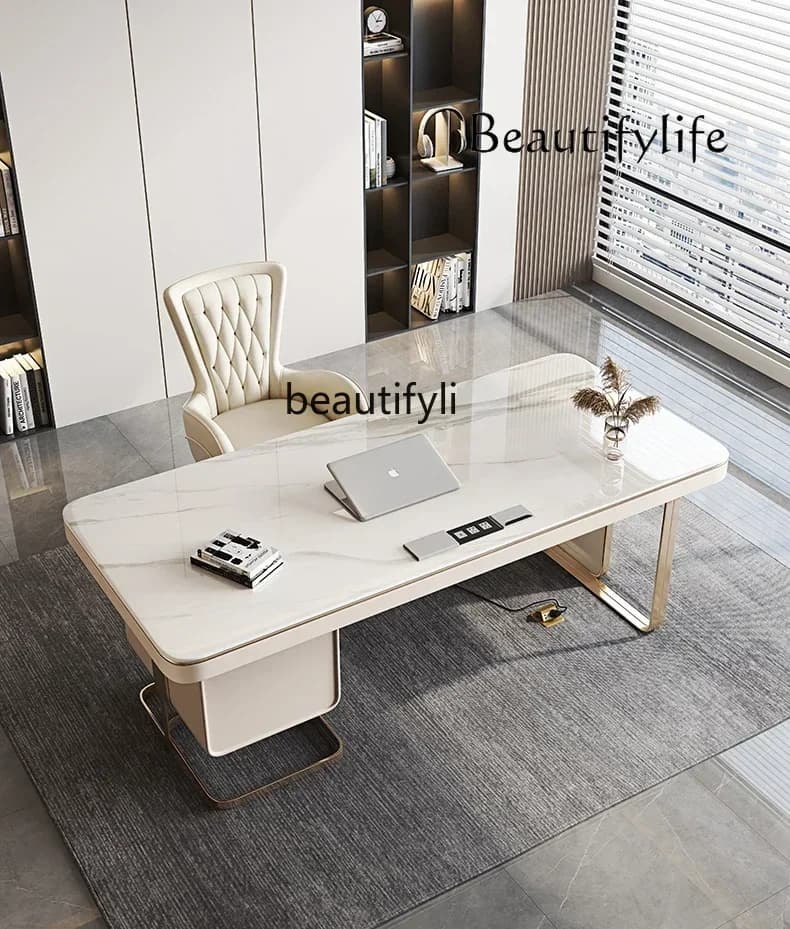 X Modern Simple and Light Luxury Designer Model Stone Plate Desk Home Paint Office Desk