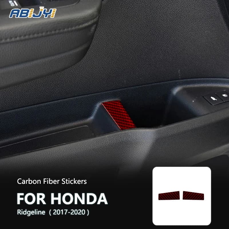 Carbon Fiber Front Door Cup Holder Storage Frame Stickers Decorative For Honda Ridgeline 2017-2020 Car Interior Accessories