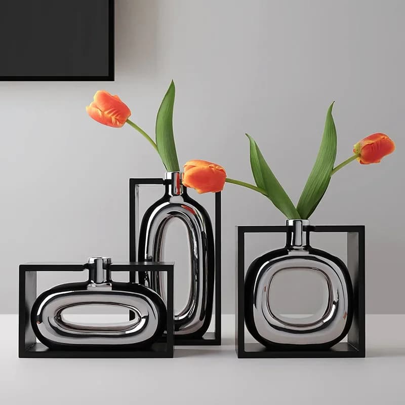 Creative frame ceramic vase, vase decoration, suitable for living room decoration, desktop flower arrangement, home decoration