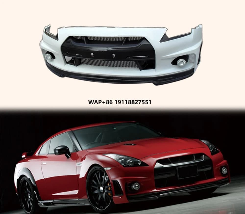 For  R35 GTR 08-16 WD Style Partial Carbon Front Bumper (no Fog Light)