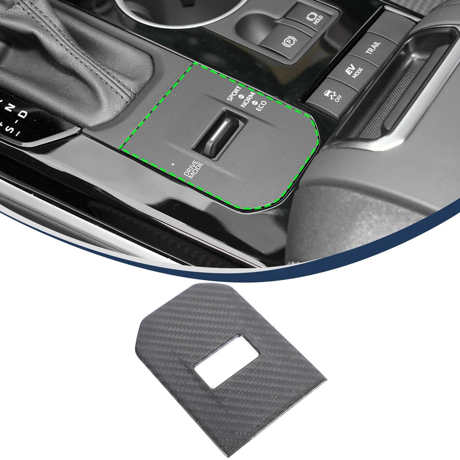Genuine Carbon Fiber  Center Console Sport Mode Button Cover for 2024 Toyota Highlander Automotive Interior Accessories
