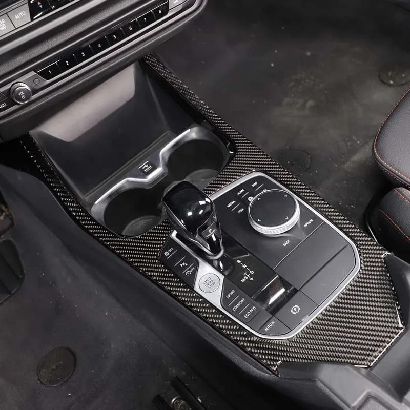 For BMW 1 Series 2 Series F40 F44 2020-2023 Center Control Gear Panel Frame Sticker Soft Carbon Fiber Car Interior Accessories
