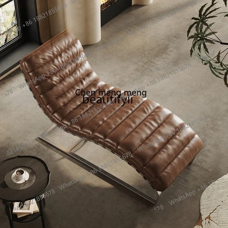 182C Medieval style sofa Italian retro oil wax leather lazy leisure recliner designer, furniture surprise quiet wind