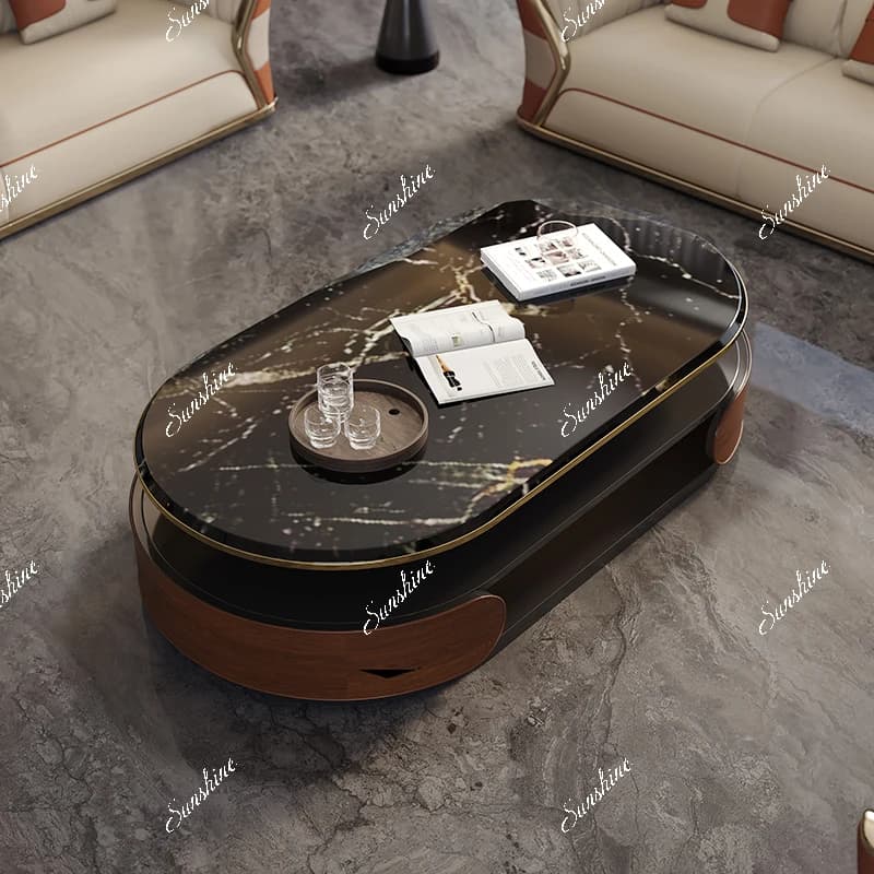 Italian light luxury high-end apartment size living room oval coffee table  FT