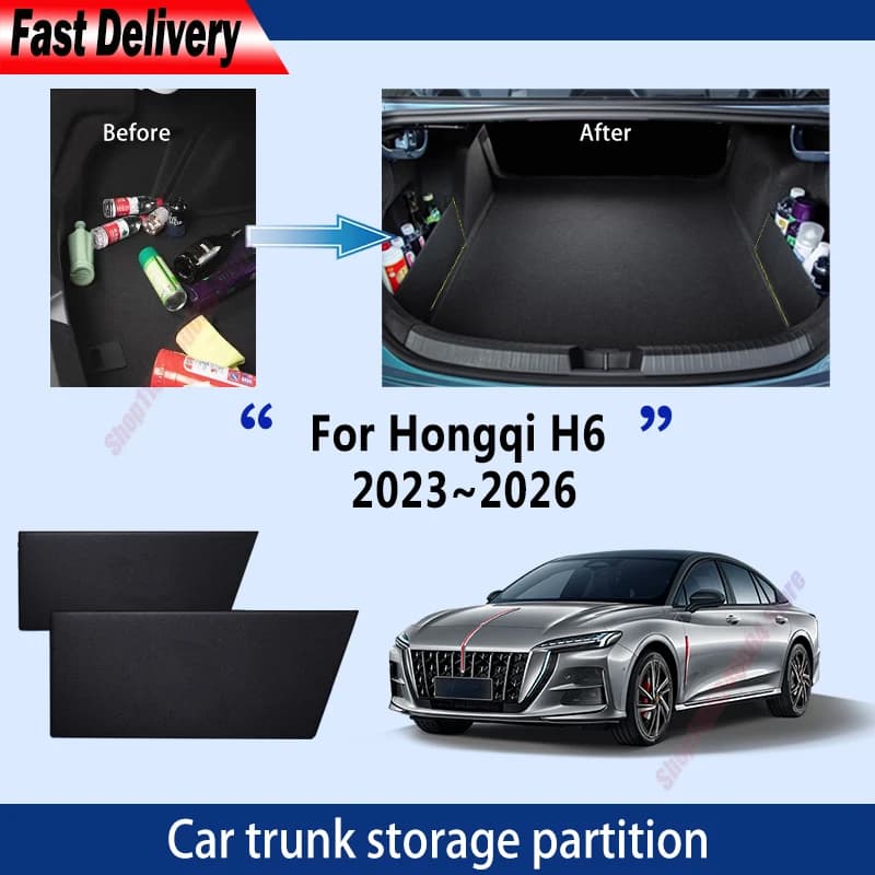 For Hongqi H6 2023~2026 Thickening Trunk Storage Partition Multifunction Storage Auto Interior Parts Organizer