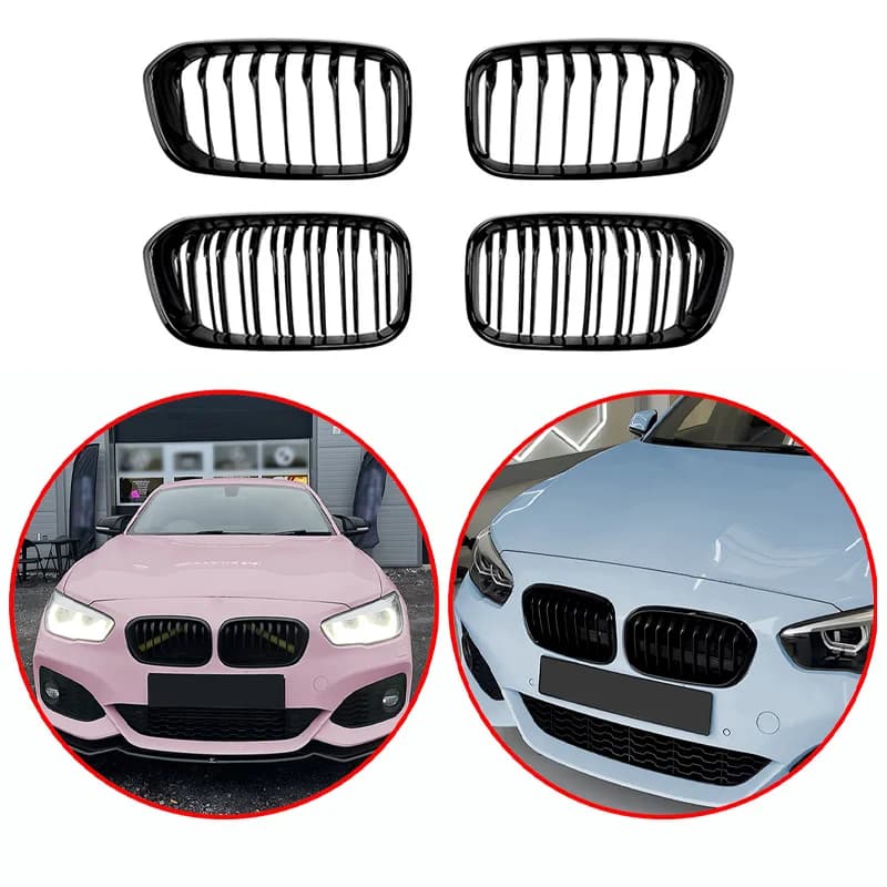 For BMW 1 Series F20 F21 LCI 2015-2019 High Quality ABS Single Line & Double Lines Kidney Grille Front Bumper Grill Glossy Black
