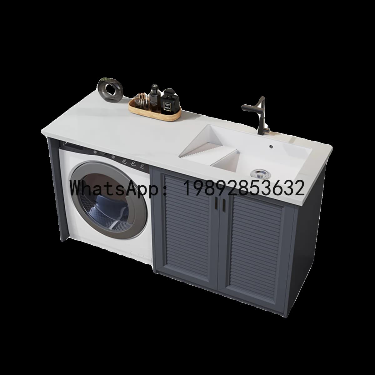 PYH Balcony Washing Machine Cabinet Outdoor Patio Waterproof Sunscreen with Washboard Cabinet