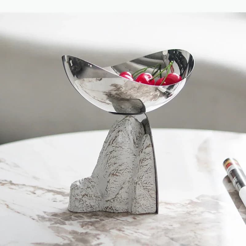 Creative White Mountains Fruits Bowl Storage Tray Silver Metal Plates Hotel Restaurant Fruit Plate Kitchen Dessert Cutlery