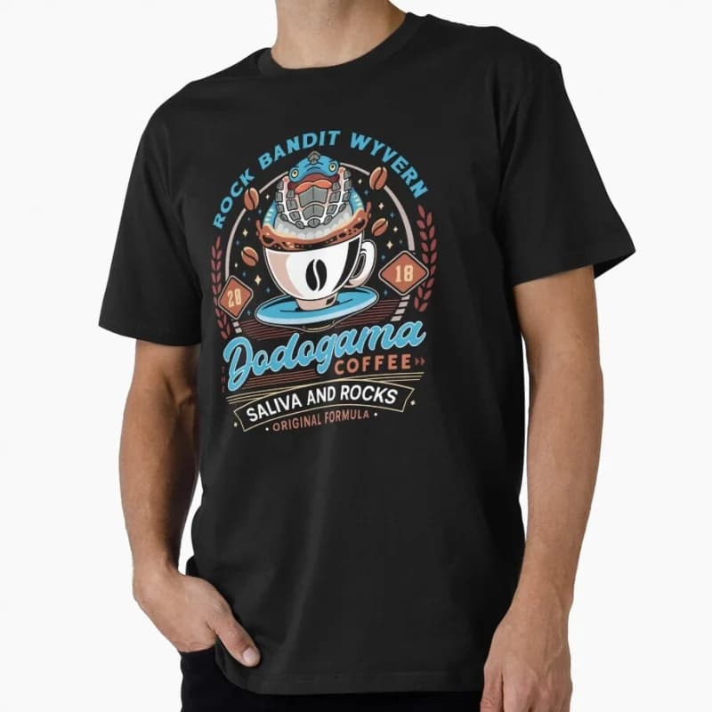 Dodogama Coffee Emblem Monster hunter world MHW Gift T-Shirt for gamer 100% cotton Short Sleeve Graphic clothes All size tops
