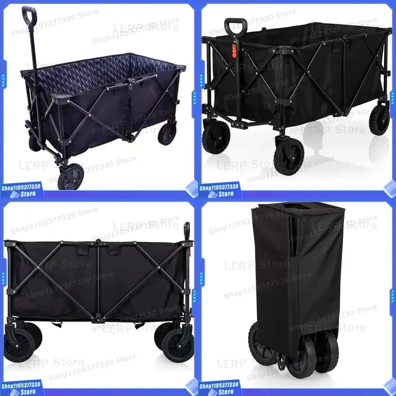 Portable Folding Camper Trolley Outdoor Garden Beach Cart Multifunctional Camping Wagon Multifunctional Outdoor Camping Wagon