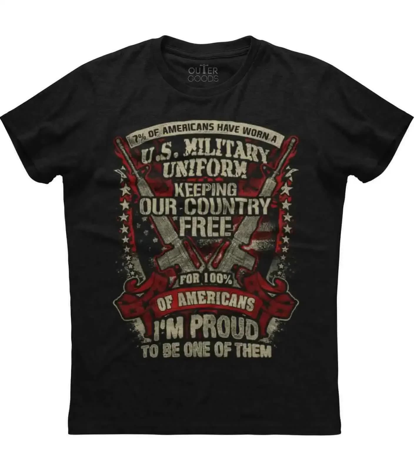 US Military Uniform Keeping Our Country Free. Unique Graphic Patriotic T-Shirt. Cotton O-Neck Short Sleeve Mens T Shirt New