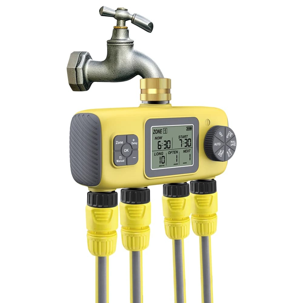 New Arrival 4 Outlet YZD02-T Smart Digital Water Irrigation Automatic Waterproof Watering Device Watering Controller
