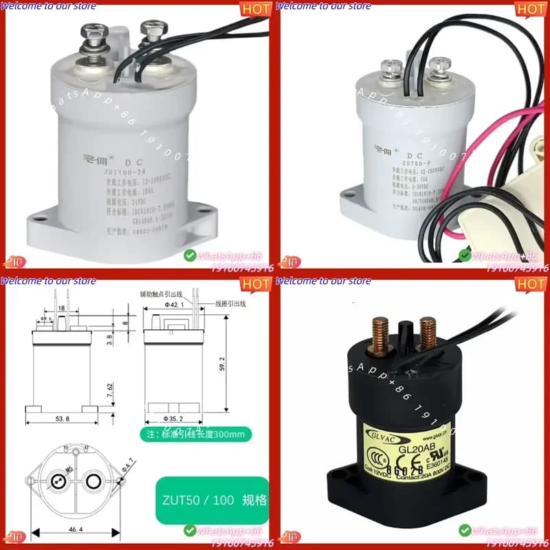 CE Certificate Pre-charge Relay 20A High Voltage DC Electromechanical Contact Relay Magnetic Arc Extinguishing 1000V High
