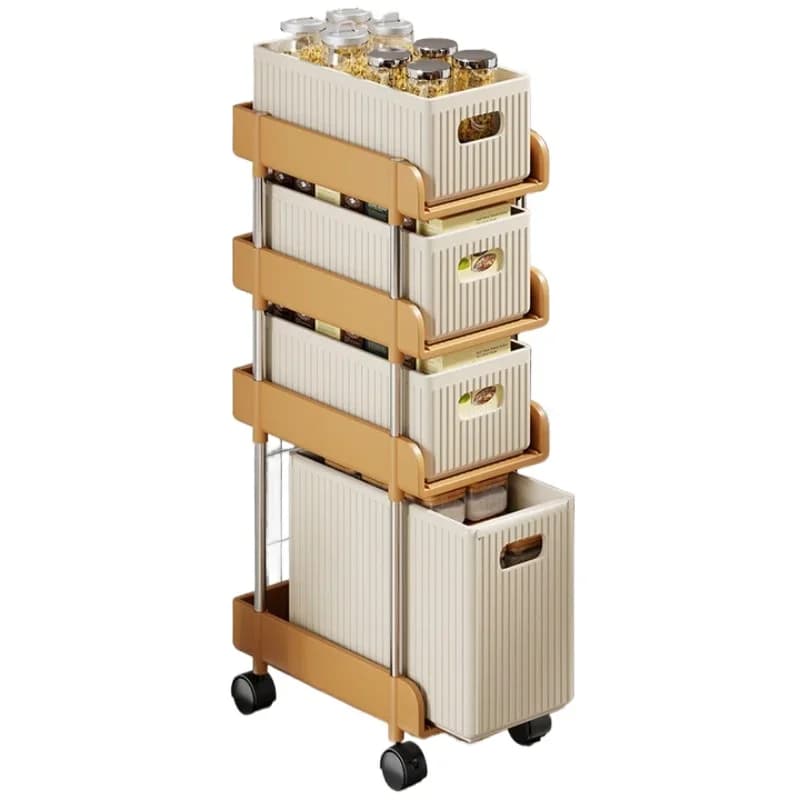 Kitchen crevice rack floor pulling cabinet light luxury multi-layer trolley