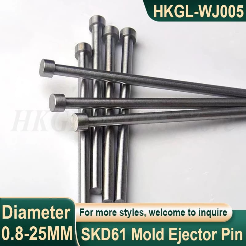 Dia 0.8-25mm Nitrided SKD61 Mold Ejector Pin L=100-500mm Full Hard Die Thimble Straight Ejector Push Rod Round Needle