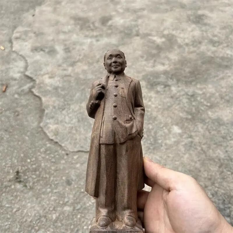 8.2' Eaglewood Carved Chinese Great Man Deng Figure Statue Home Desktop Decorations