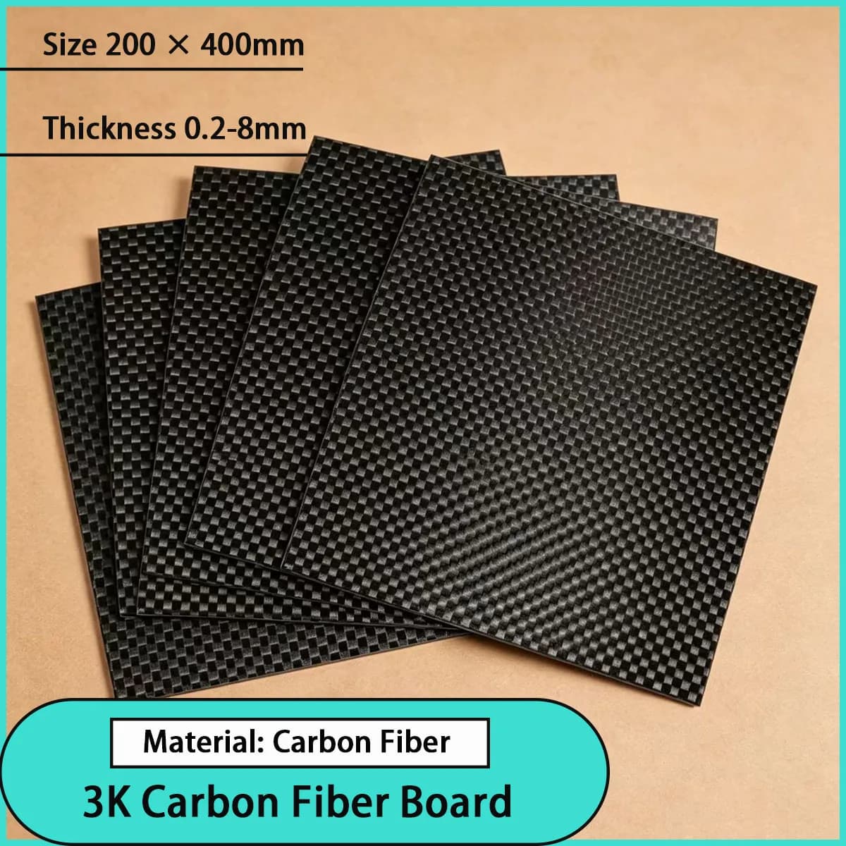 0.2mm-8mm thick 3K carbon fiber board is used for making aviation accessories, sports equipment components, etc